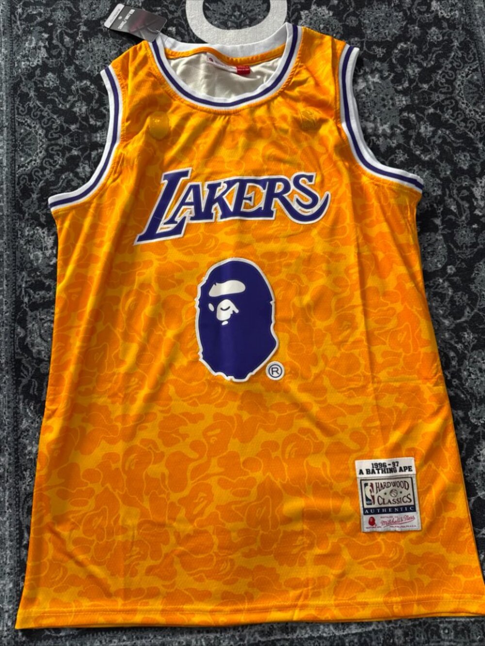 BAPE x Mitchell & Ness Lakers ABC Basketball Swingman Jersey Size 44 Large L